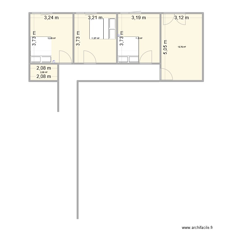 Lausanne. Plan de 5 pièces et 54 m2