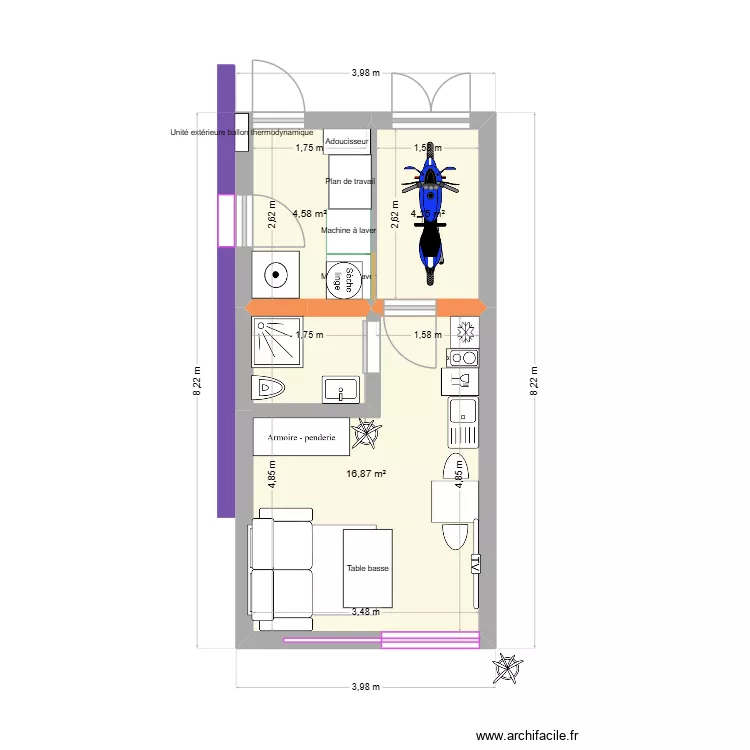 Garage + chambre 2. Plan de 3 et 26 m² Garage + chambre 2. Plan de 3 et 26 m²