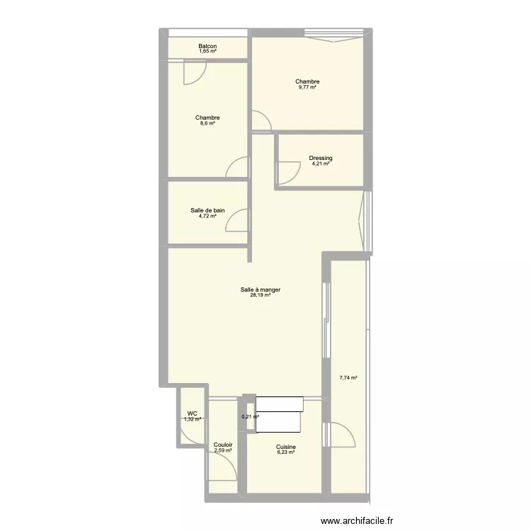 Nouvel appartement. Plan de 11  et 75 m²