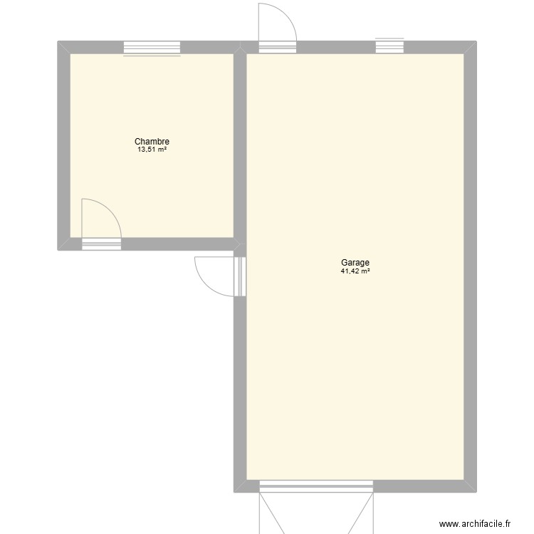 garage. Plan de 2 pièces et 55 m2