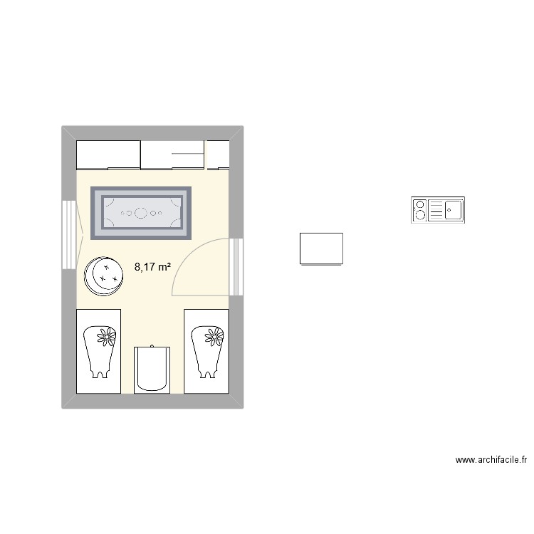 projet. Plan de 1 pièce et 8 m2