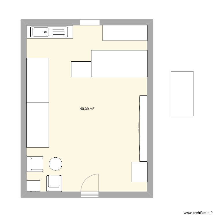 loja. Plan de 1 pièce et 40 m2