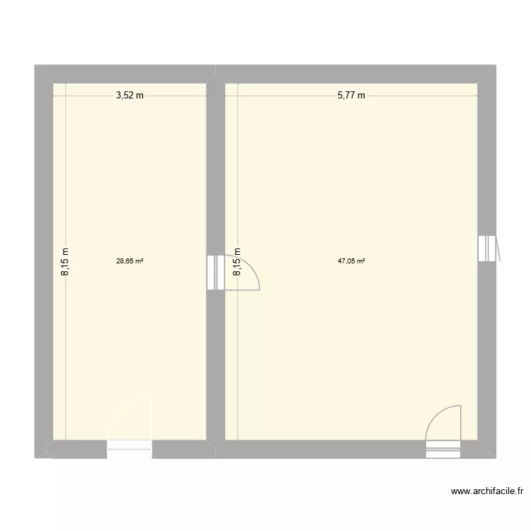 Grange Hallé 01. Plan de 2 et 76 m² Grange Hallé 01. Plan de 2 et 76 m²