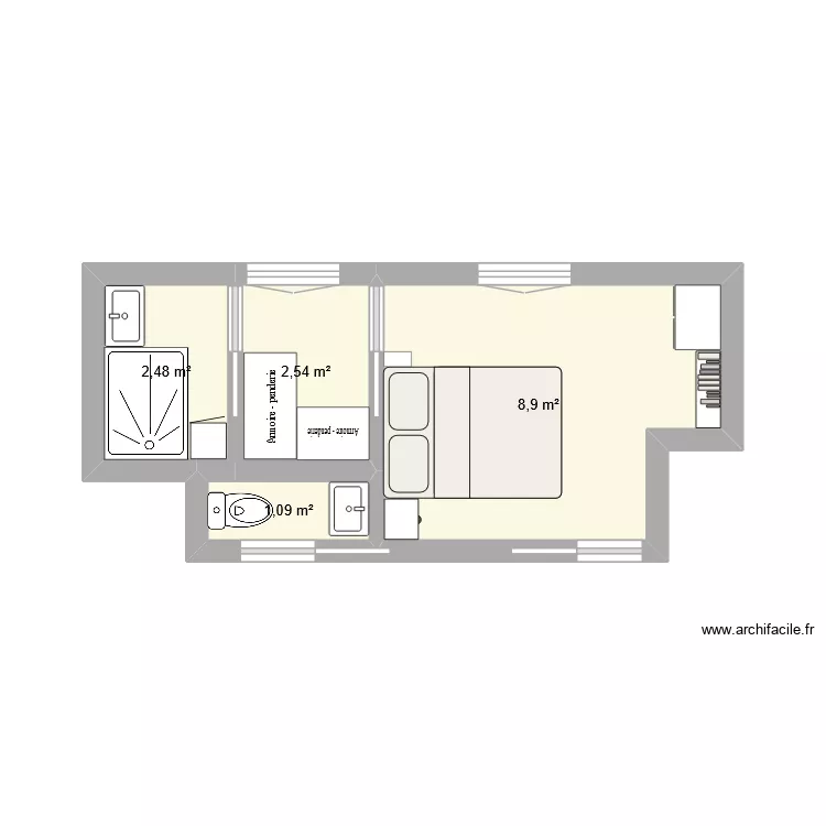 Maison 1. Plan de 4 Pièces et 15 m²