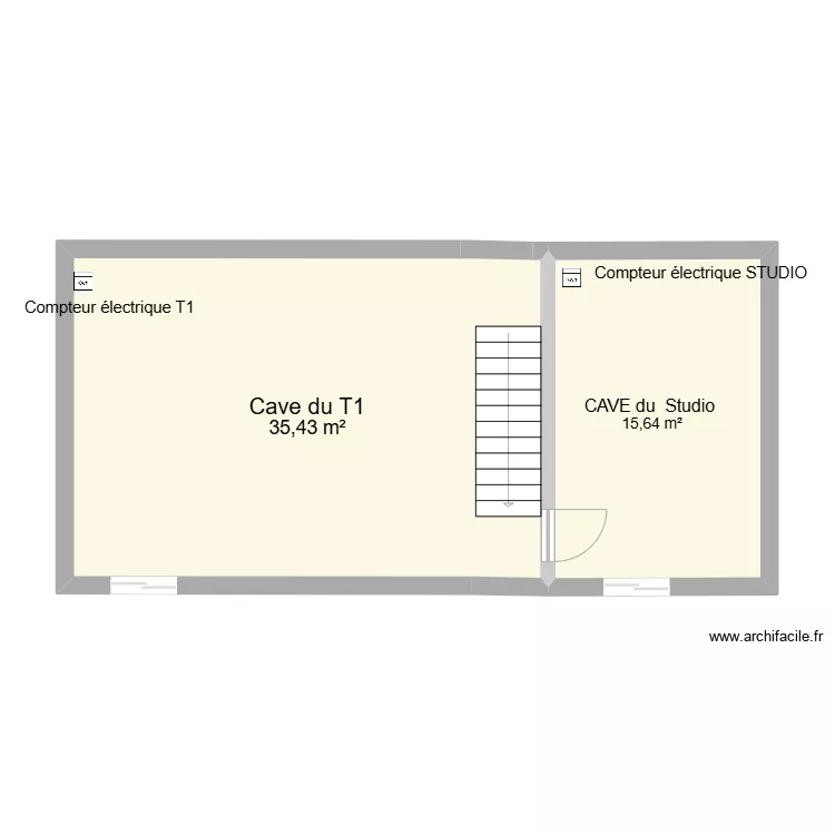 CAVE sous le studio et le T1. Plan de 0 pièce et 0 m2