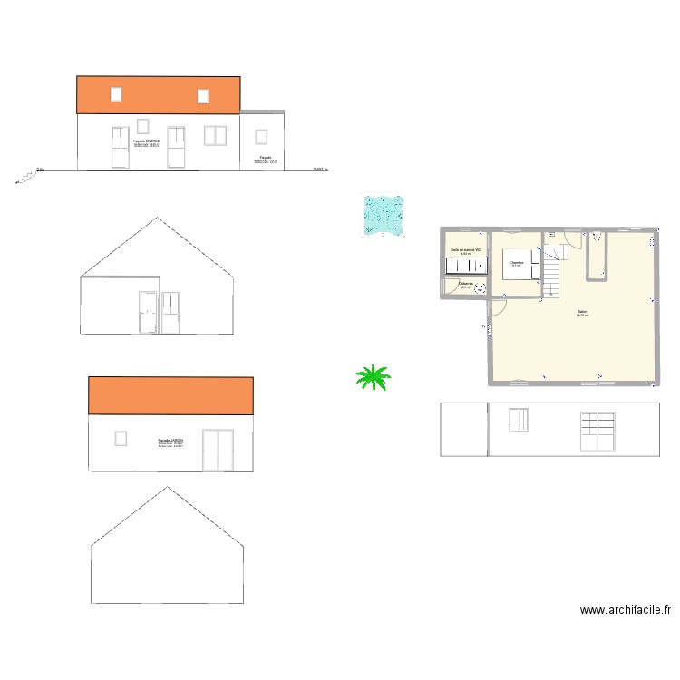 montagny. Plan de 4 pièces et 74 m2