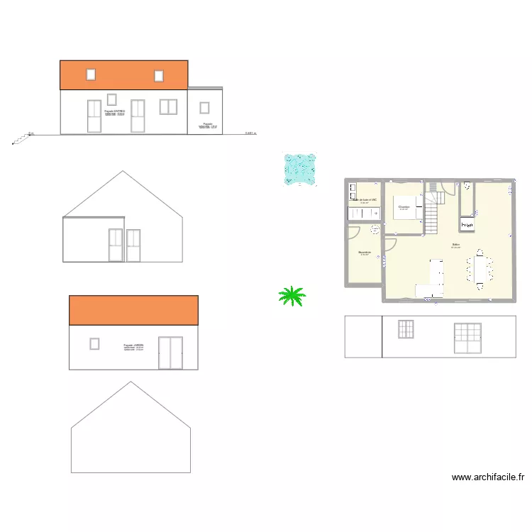 montagny. Plan de 4  et 82 m²