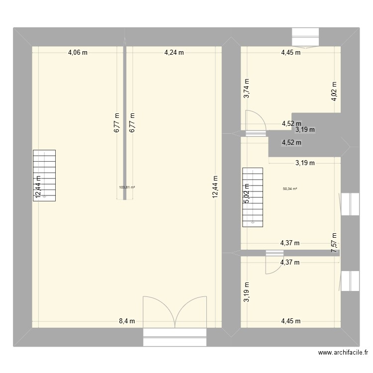 projet. Plan de 2 pièces et 154 m2