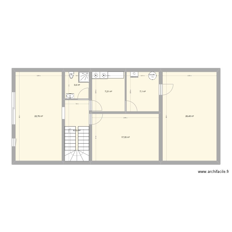 SSOL. Plan de 7 pièces et 93 m2