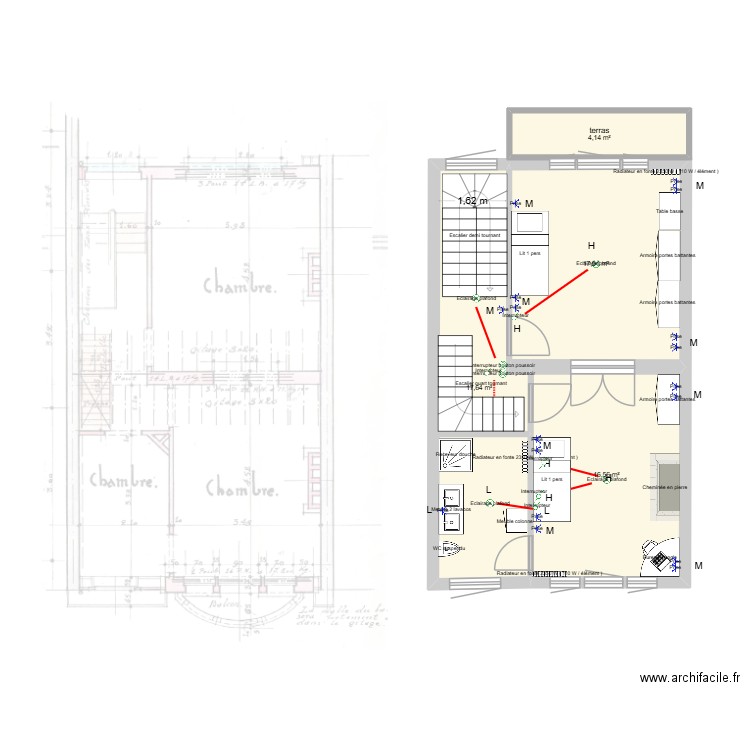 ADN Belg Onafh Ln 19, Verdiep 2. Plan de 4 pièces et 56 m2