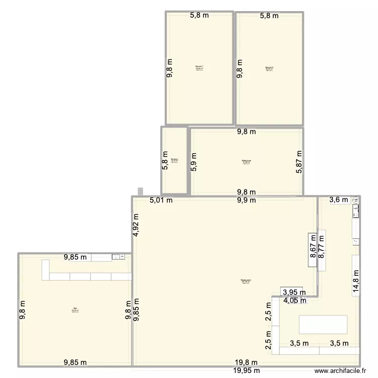 restaurant 2026. Plan de 6  et 572 m²