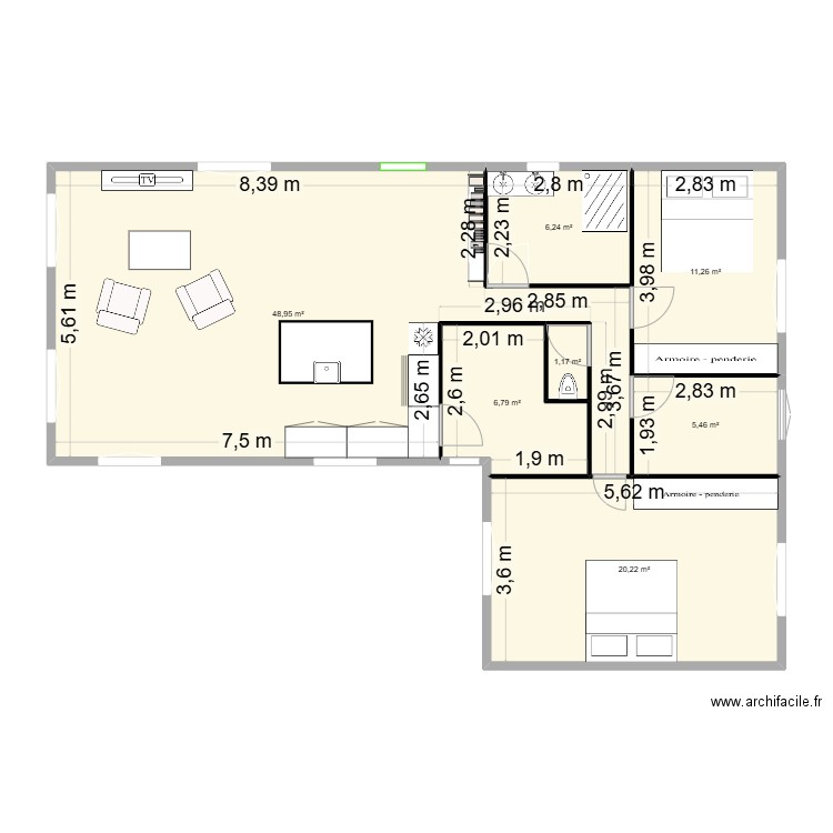 WERNER. Plan de 7 pièces et 100 m2
