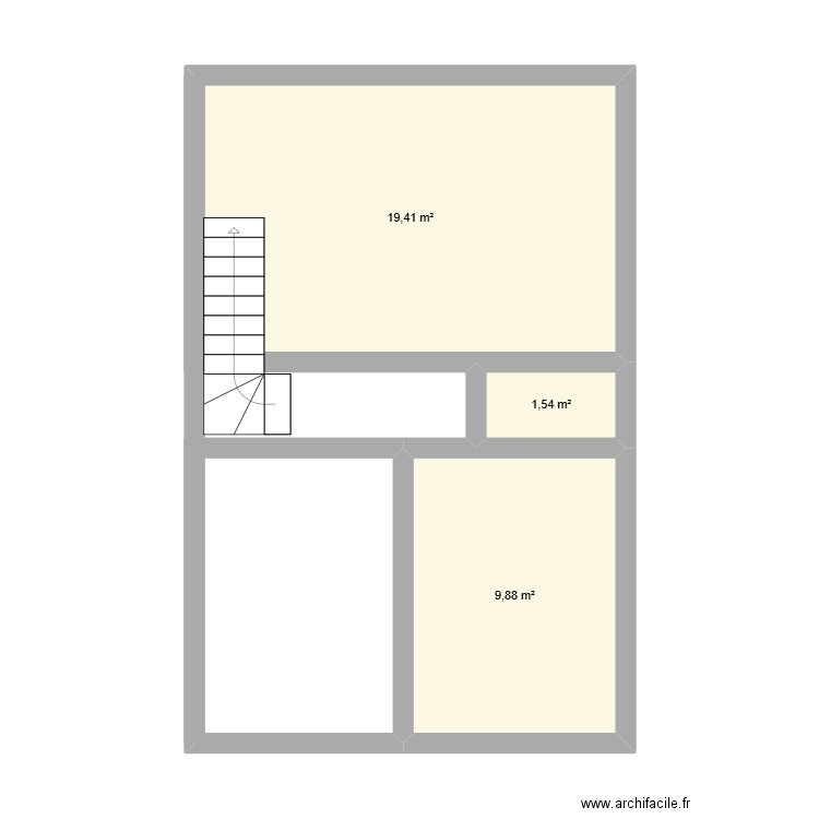 2eme etage. Plan de 3 pièces et 31 m2