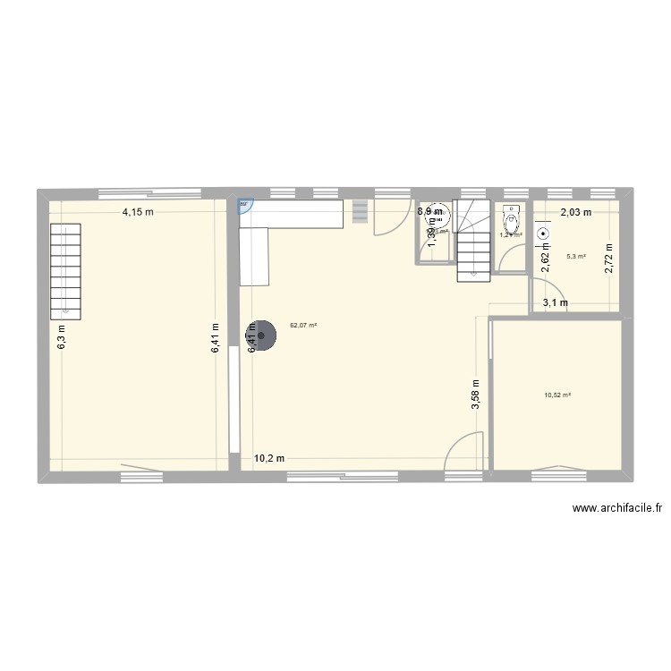 PROJET. Plan de 5 pièces et 89 m2