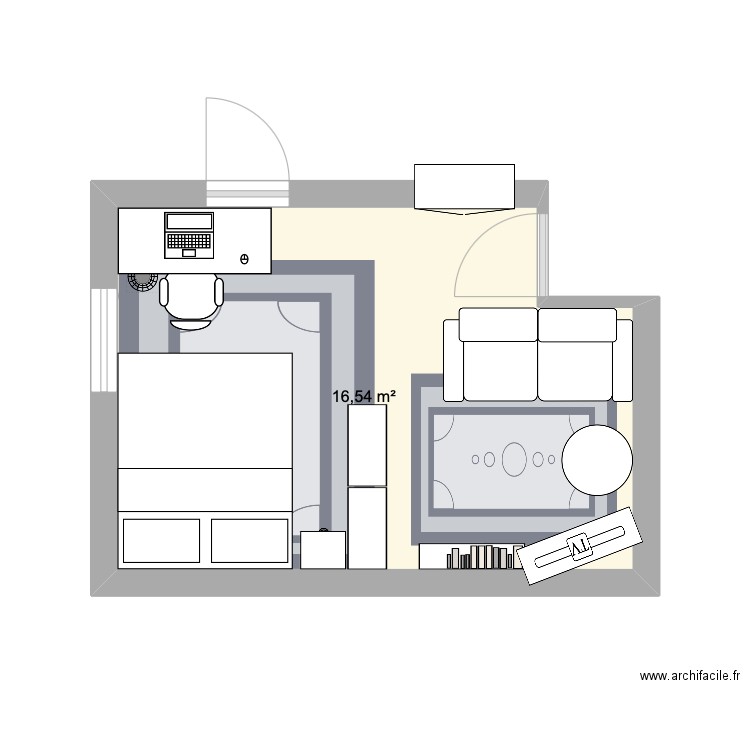 chambre marterey modif. Plan de 1 pièce et 17 m2