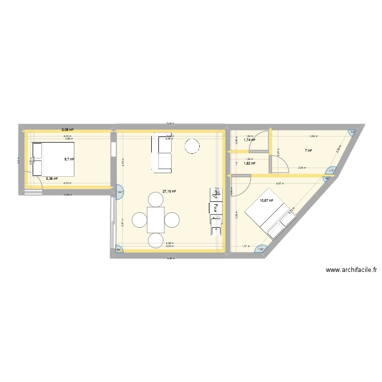 location 3. Plan de 8 pièces et 59 m2