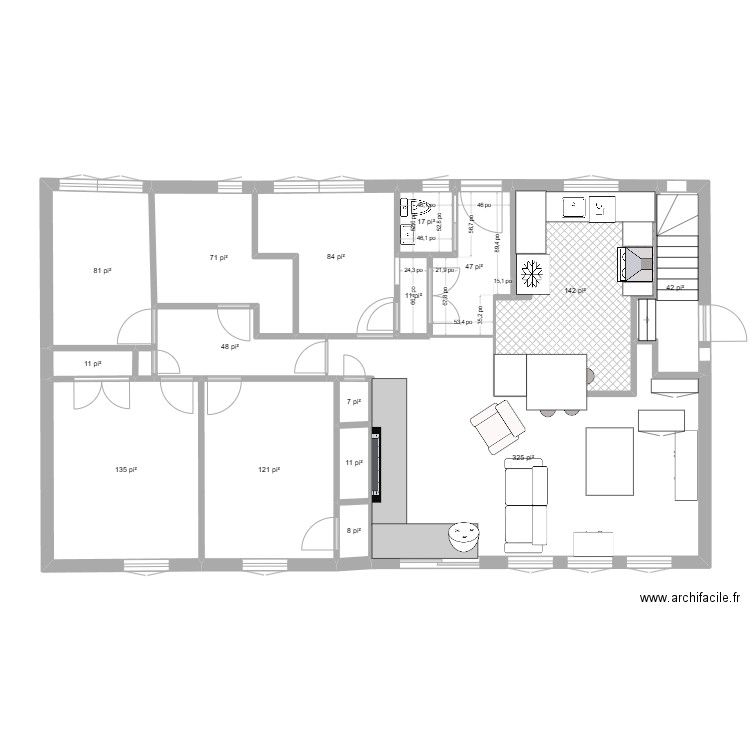 MaisonAJLTORGRénovée. Plan de 16 pièces et 108 m2