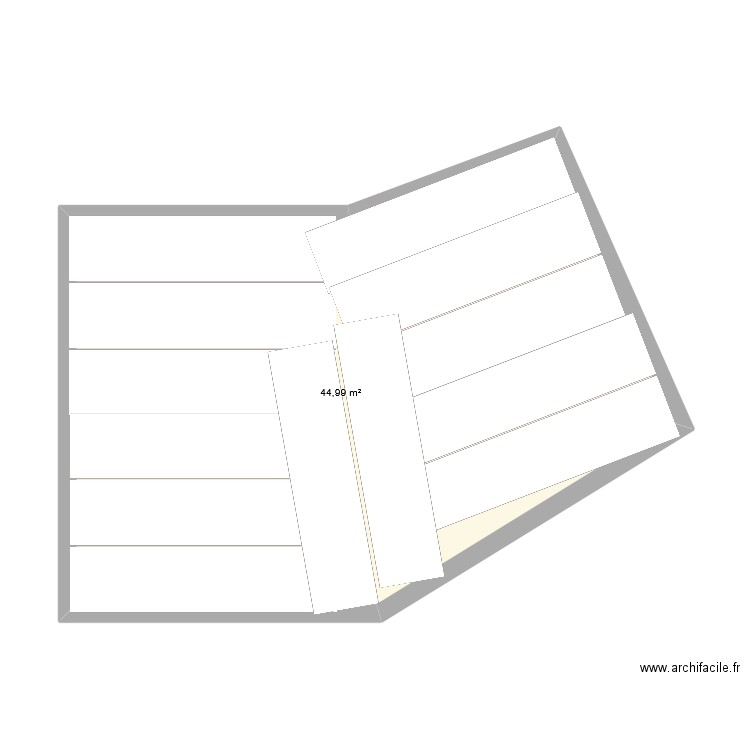 terrasse. Plan de 1 pièce et 45 m2
