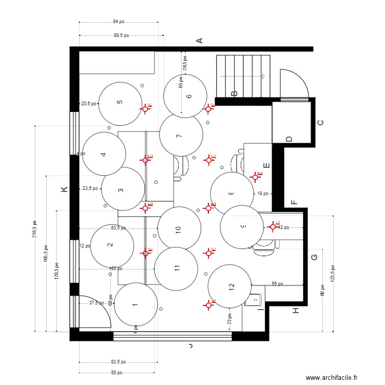 Grondin plafond cotes. Plan de 0 pièce et 0 m2