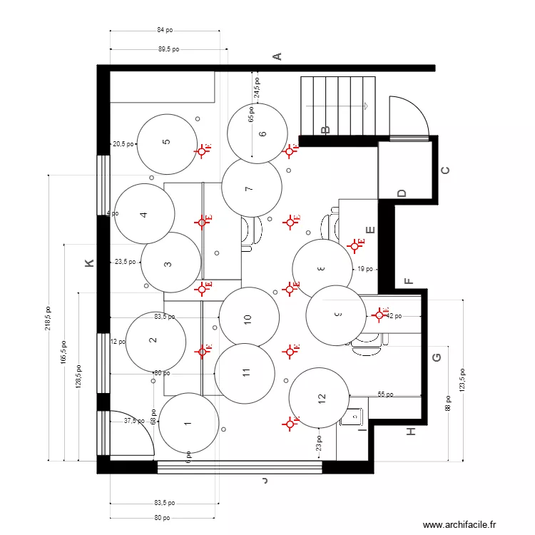 Grondin plafond cotes. Plan de 