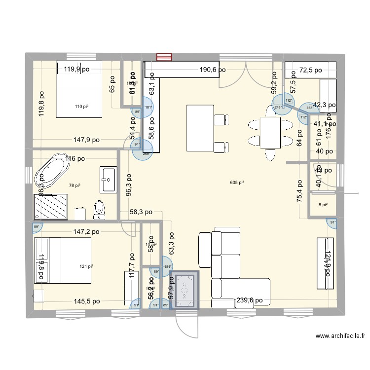 Plan maison 2026_2. Plan de 8 pièces et 88 m2