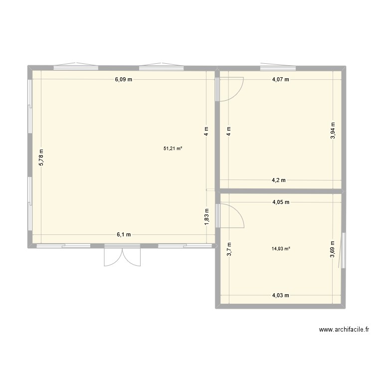 mon plan bko. Plan de 2 pièces et 66 m2