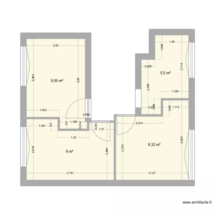 &eacute;tage modifi&eacute;. Plan de 4  et 33 m²