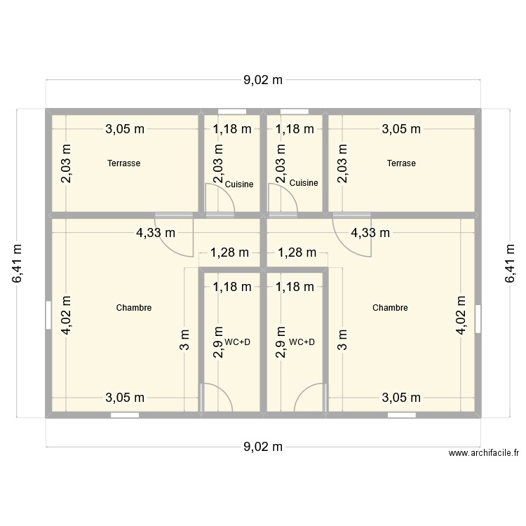 Villa Worou. Plan de 8 pièces et 51 m2