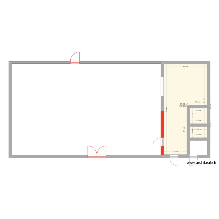 GRANVILLE AMENAGEMENT TEXTILE. Plan de 1 pièce et 33 m2