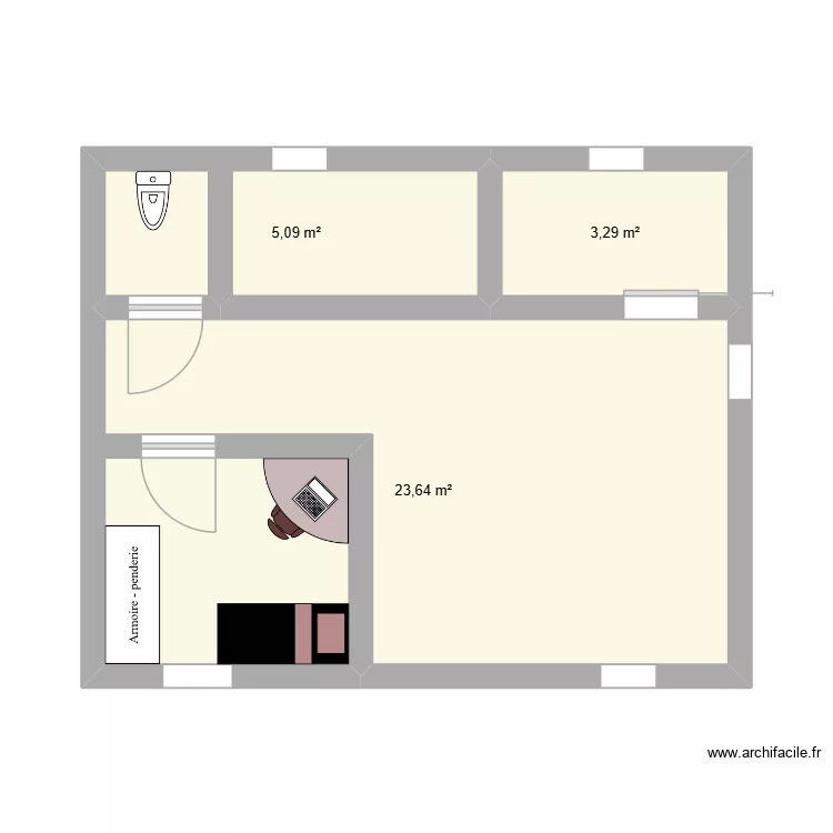 maison non perso. Plan de 3  et 32 m²