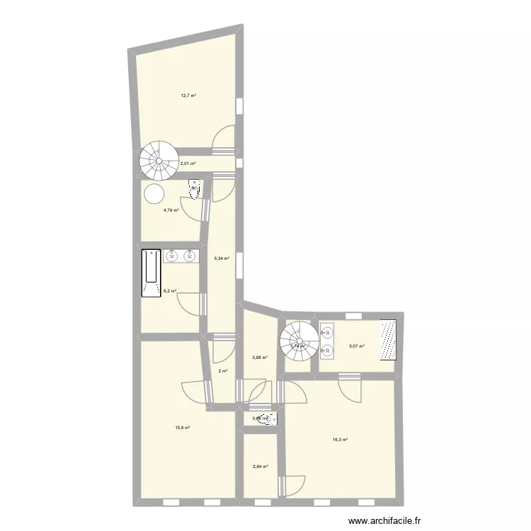 Maule étage. Plan de 13 Pièces et 79 m² Maule étage. Plan de 13 Pièces et 79 m²