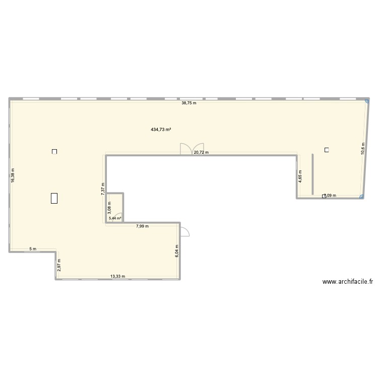vu avec jimmy. Plan de 2 pièces et 440 m2