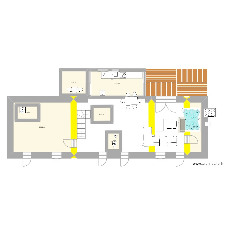 musse. Plan de 7 pièces et 59 m2