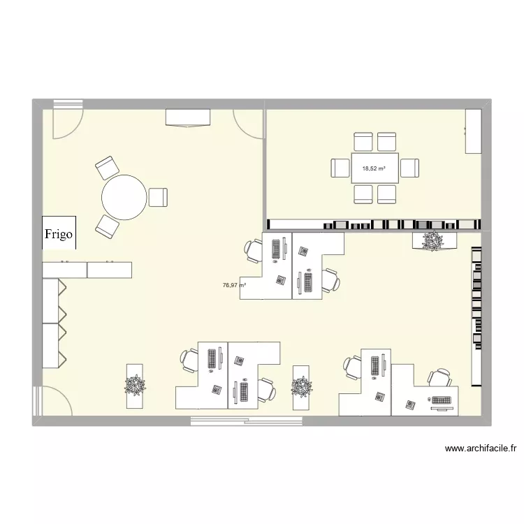 Bureau Rambou. Plan de 2 Pièces et 95 m²