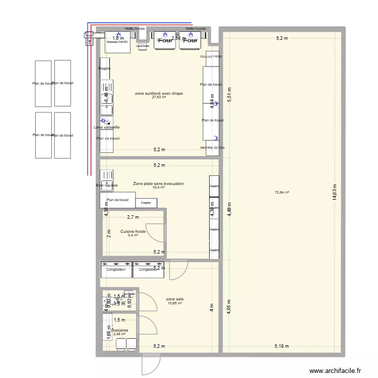 Cuisine B4 12 f&eacute;vrier 2026. Plan de 7  et 153 m²