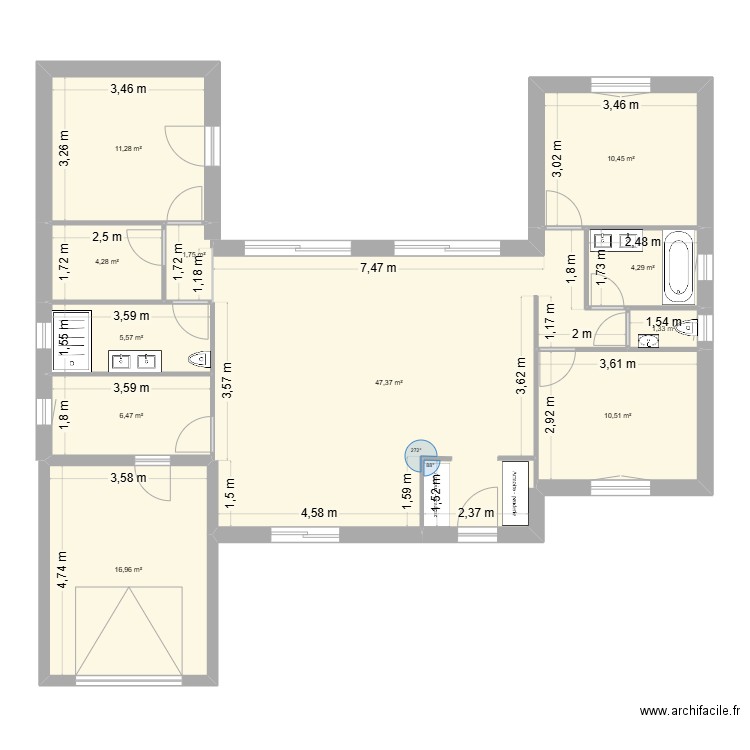 CHAILLES 2. Plan de 11 pièces et 120 m2
