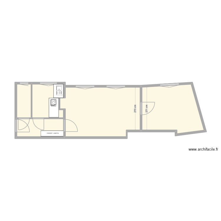Appartement Paris. Plan de 5 pièces et 34 m2