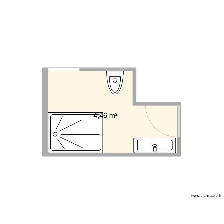salle de bain wc. Plan de 1 pièce et 4 m2