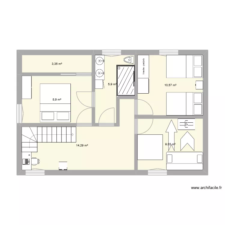 Projet Maison 100 m2 AVEC Etage Frangy. Plan de 6  et 52 m²