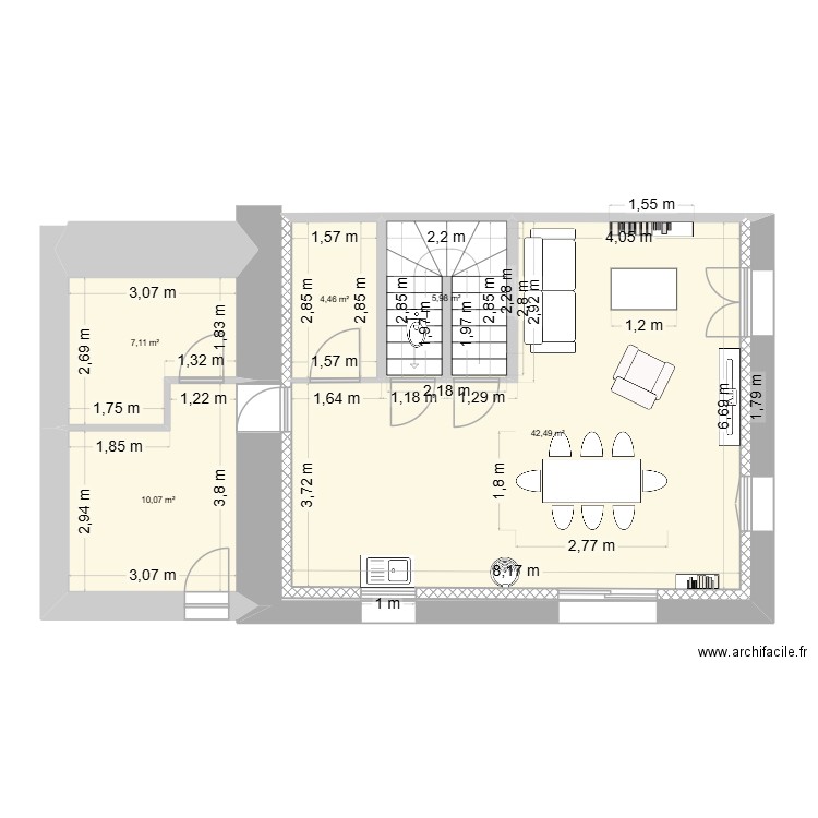 rdc maison rochette. Plan de 9 pièces et 108 m2