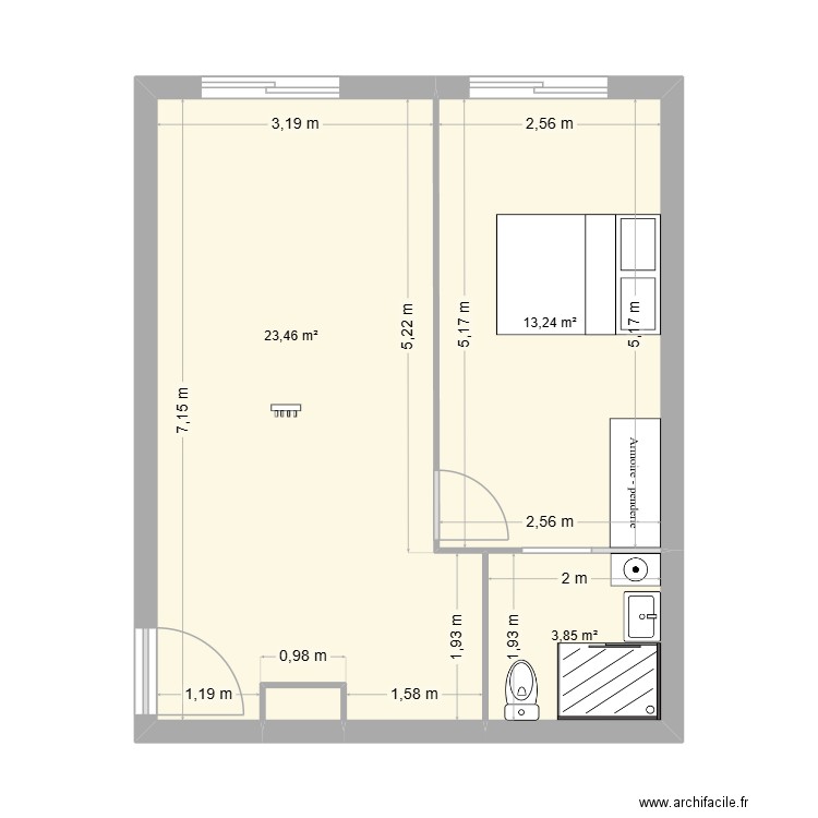 Plan travaux. Plan de 4 pièces et 41 m2