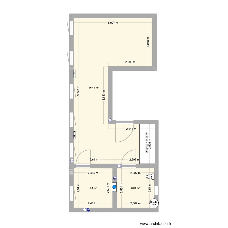 plan appart 1. Plan de 3 pièces et 49 m2