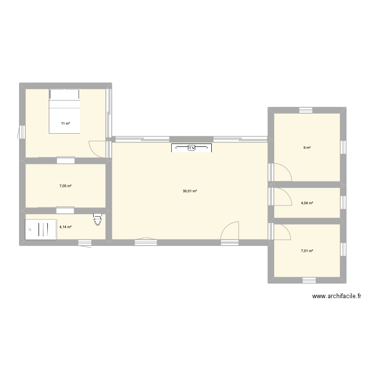 Croquis 1. Plan de 7 pièces et 72 m2