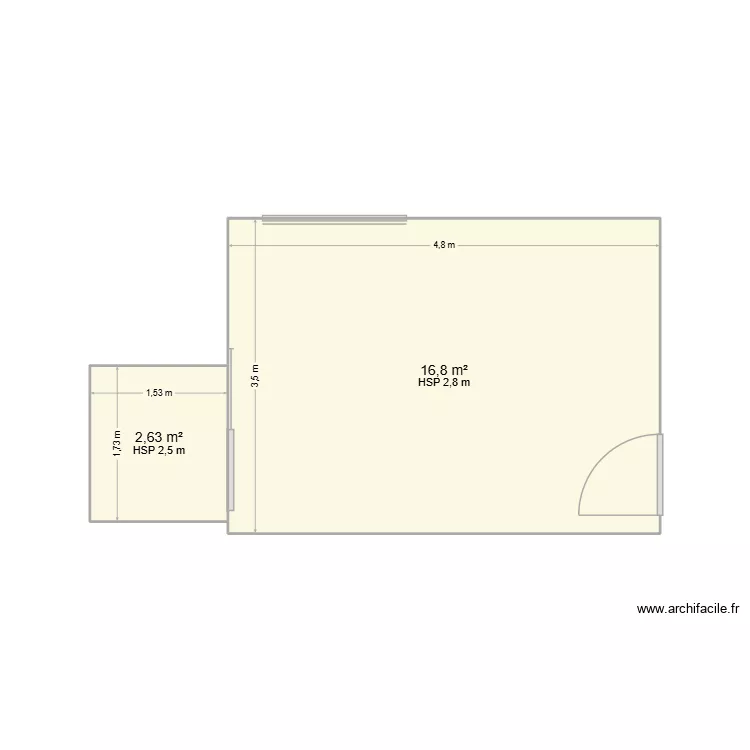 cuisine 2. Plan de 2  et 19 m²