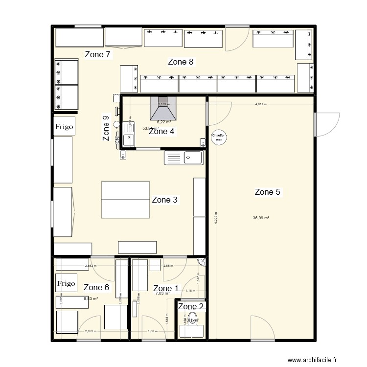 labo flux abattage. Plan de 6 pièces et 114 m2