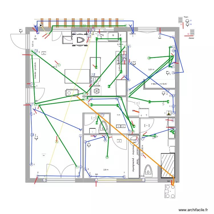 Compère Guilleri 2026 04 05 03 Electricité. Plan de 2 et 83 m² Compère Guilleri 2026 04 05 03 Electricité. Plan de 2 et 83 m²