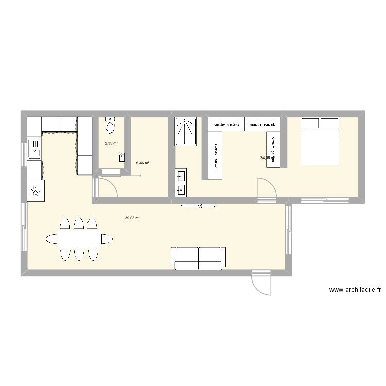 Maison. Plan de 4 pièces et 72 m2