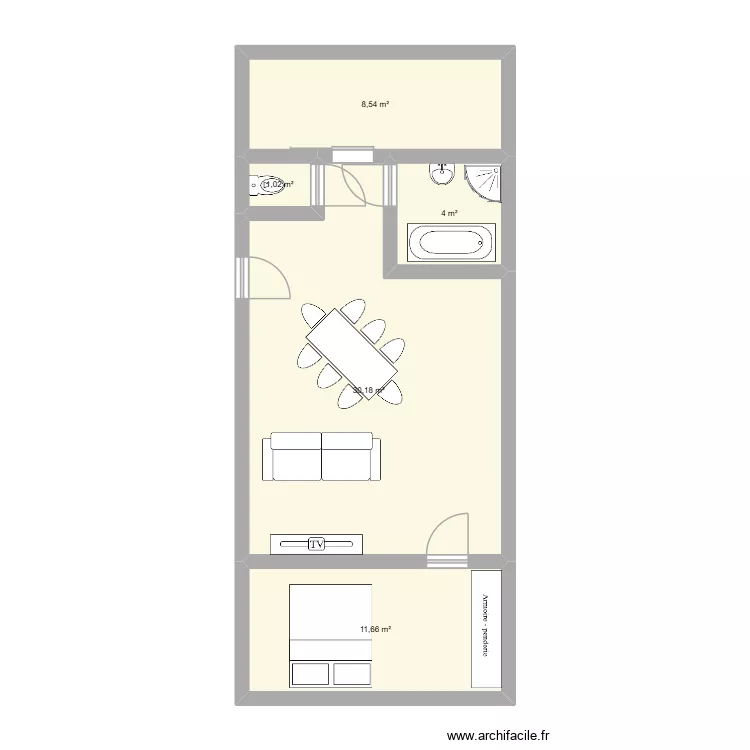 maison 56m&sup2; conteneur. Plan de 5  et 55 m²
