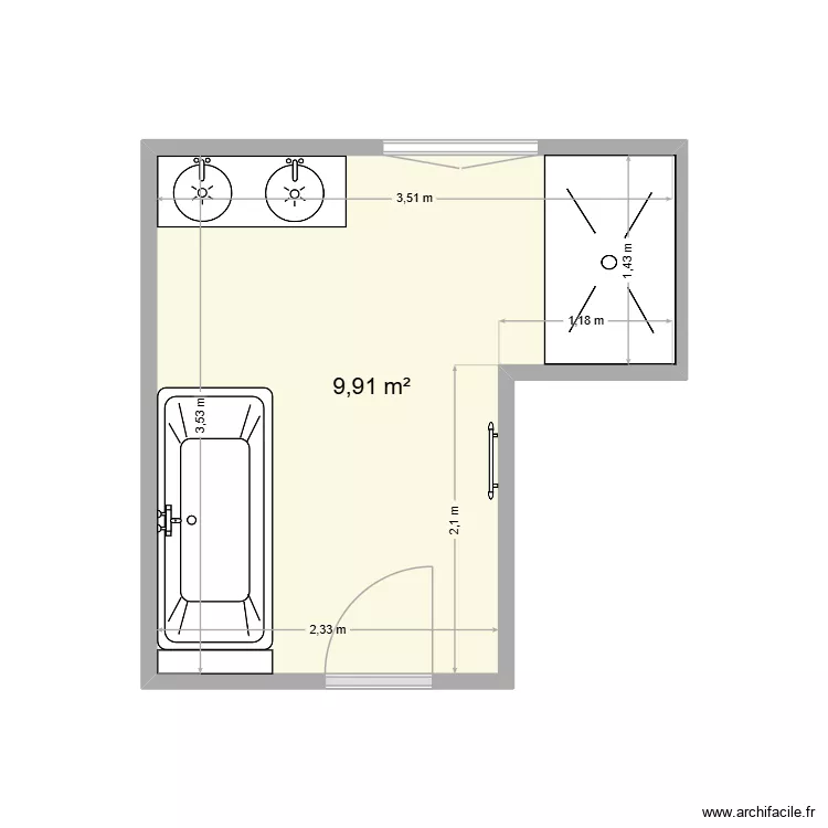 Salle de Bains. Plan de 1 et 10 m² Salle de Bains. Plan de 1 et 10 m²