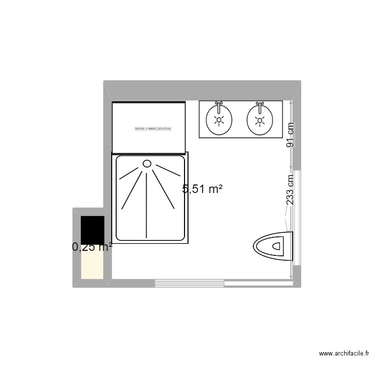 SDE M. Plan de 2 pièces et 6 m2